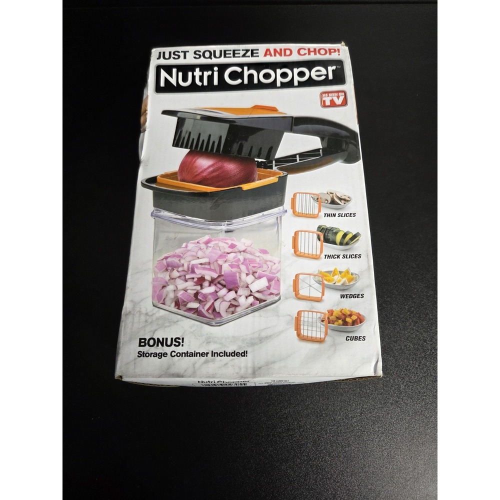 Nutri Chopper Handheld Food Chopper Dicer Slicer w/ 3 Blades & Container